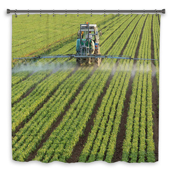 Farming Tractor Spaying A Custom Size Shower Curtain