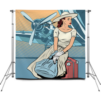 Fashionable Pop Art Lady At The Custom Size Backdrop