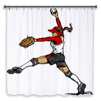 Fast Pitch Softball Pitcher Custom Size Shower Curtain