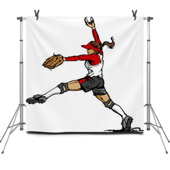Fast Pitch Softball Pitcher Vector Fleece Backdrop