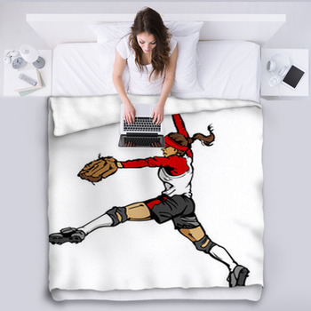Fast Pitch Softball Pitcher Vector Fleece Blanket