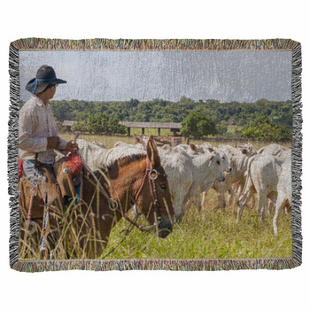 Fazenda Mato Grosso Gado Nelore, Woven Throw Blanket