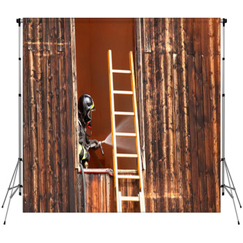 Fearless Firefighter With Hydrant In Fleece Backdrop