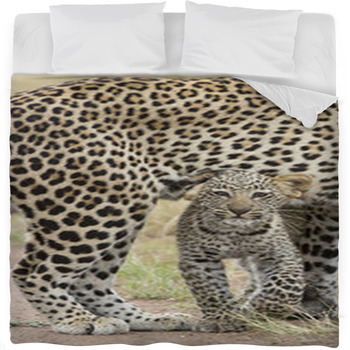 Female African Leopard Walking With Fleece Bed Blanket