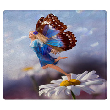 Female Elf Fly With Chamomile Flower Bath Mat