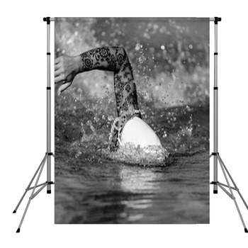 Female Front Crawl Swimmer With Pole Pocket Backdrop