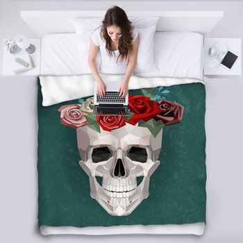 Female Skull With Wreath Consisting Of Fleece Blanket