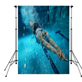 Female Swimmer At The Swimming Pole Pocket Backdrop