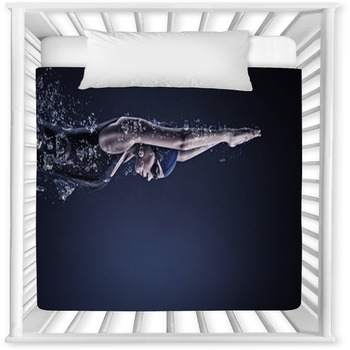 Female Swimmer Concept Image Baby Crib Comforter