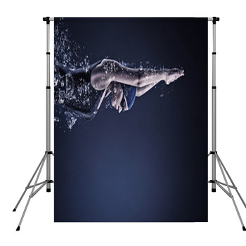 Female Swimmer Concept Image Pole Pocket Backdrop