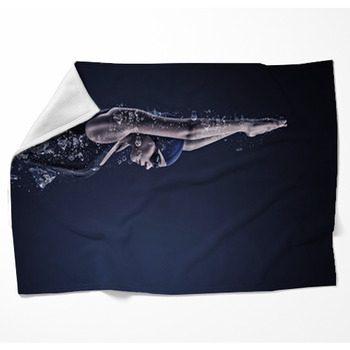 Female Swimmer Concept Image Woven Throw Blanket