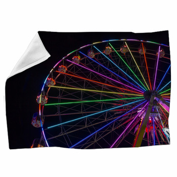 Ferris Wheel At Night And Rainbow Colors Fleece Blanket