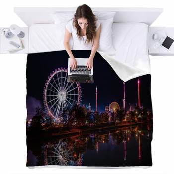 Ferris Wheel At Volksfest Fleece Bed Blanket
