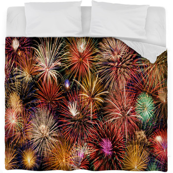 Festive And Colorful Fireworks Fleece Bed Blanket