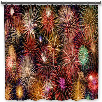 Festive And Colorful Fireworks Display Shower Curtain