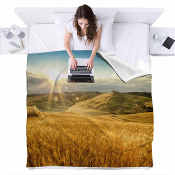 Fields Of Gold Fleece Bed Blanket