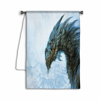 Fierce Ice Dragon Digital Illustration Towel