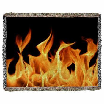 Fiery Orange Flames Woven Throw Blanket