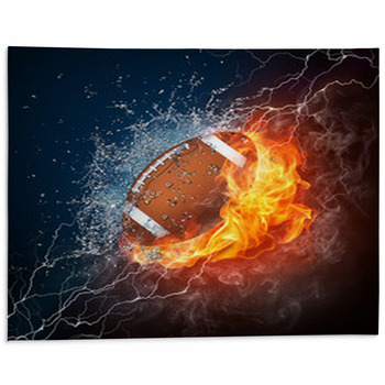 Fiery Splash Of American Football Ball Sports Area Rug