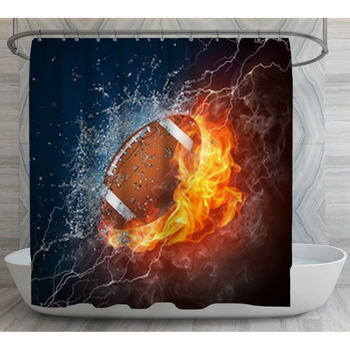 Fiery Splash Of American Football Ball Shower Curtain
