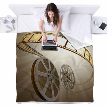 Film Reel Backlight Fleece Bed Blanket