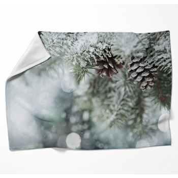 Fir Branch On Snow Woven Throw Blanket