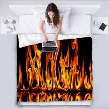 Fire And Flames Fleece Blanket