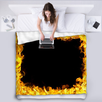 Fire Border With Flames Fleece Blanket