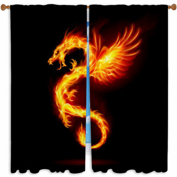 Fire Dragon Custom Size Window Curtain