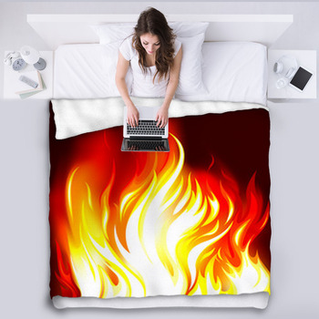 Fire Flames Background Fleece Blanket