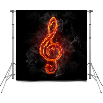 Fire Treble Clef Custom Size Backdrop