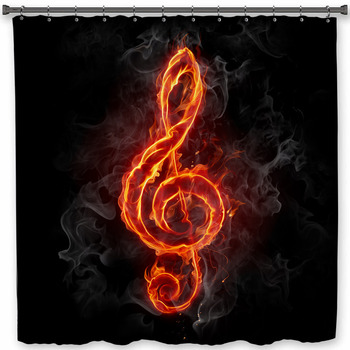 Fire Treble Clef Custom Size Shower Curtain