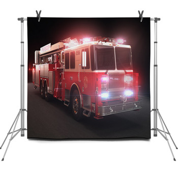 Fire Truck With Lights Fleece Backdrop