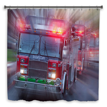Fire Trucks Custom Size Shower Curtain