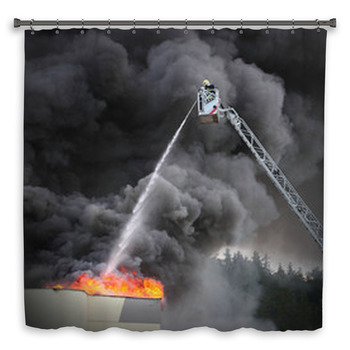 Firefighter And Burning House Custom Size Shower Curtain