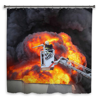 Firefighter And Burning House Custom Size Shower Curtain