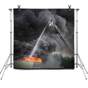 Firefighter And Burning House Fleece Backdrop