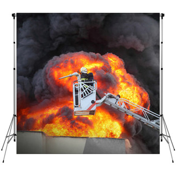Firefighter And Burning House Fleece Backdrop