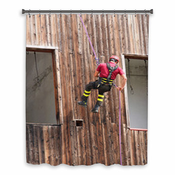 Firefighter Climber Down Into  Custom Size Shower Curtain
