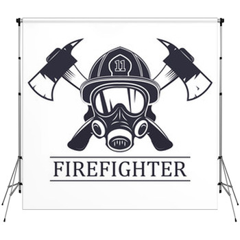 Firefighter Emblem Icon Logo Fire Mask Fleece Backdrop