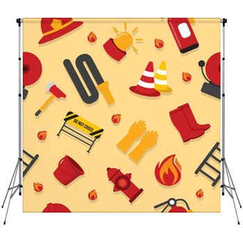Firefighter Equipment Seamless Custom Size Backdrop