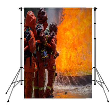 Firefighter Fighting For A Fire Pole Pocket Backdrop