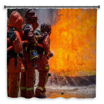 Firefighter Fighting For A Fire Attack Shower Curtain