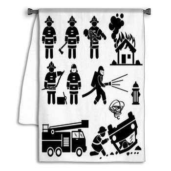 Firefighter Fireman Rescue Stick Figure Pictogram Towel