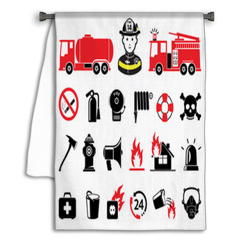 Firefighter Icons Set Towel