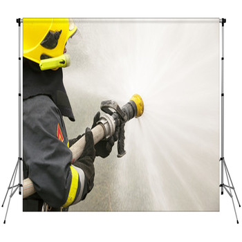 Firefighter In Action Fleece Backdrop