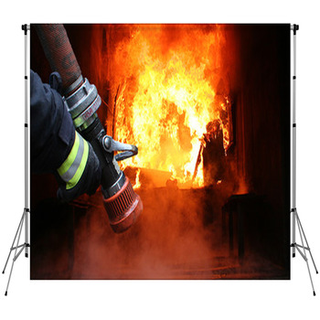 Firefighters  First In Last Out Custom Size Backdrop
