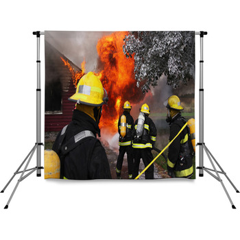 Firefighters In Action Pole Pocket Backdrop