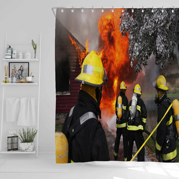 Firefighters In Action Shower Curtain