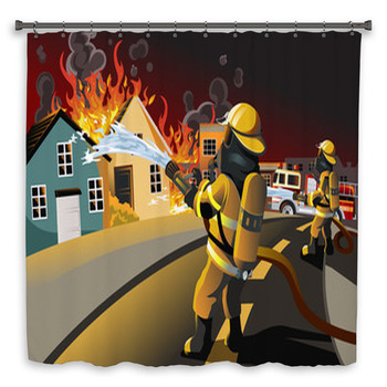 Firefighter Shower Curtains Mats Towels Personalize